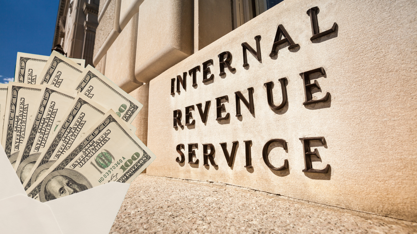 IRS building and money folder